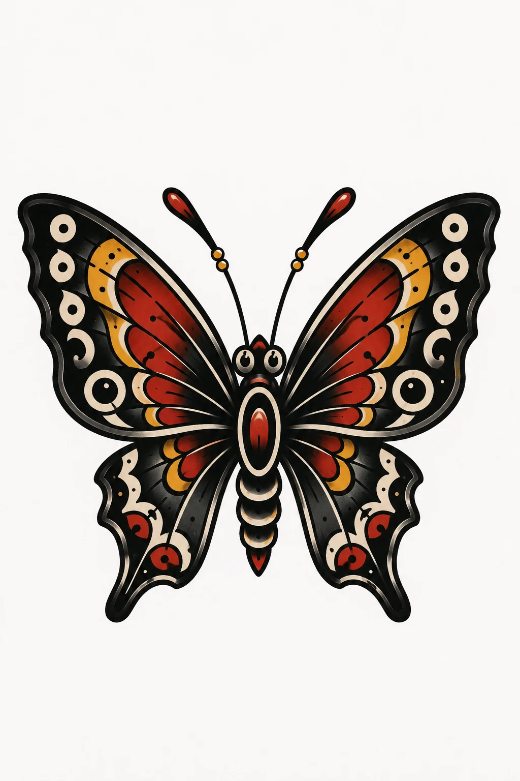 Neck Butterfly With Attitude — traditional butterfly tattoo style outfit