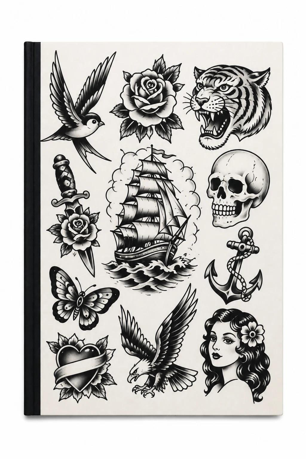 Monochrome Tattoo Flash Coloring Book