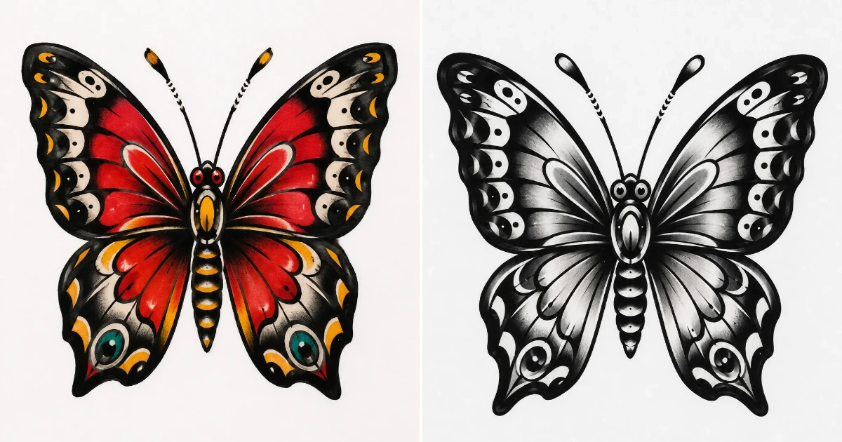 Traditional butterfly tattoo: 12 Chic Tattoo Ideas for traditional butterfly tattoo