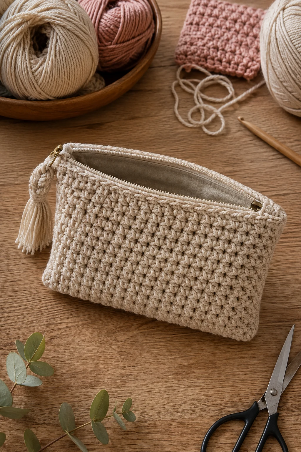Zippered Crochet Pouch Bag — trendy crochet bag style outfit
