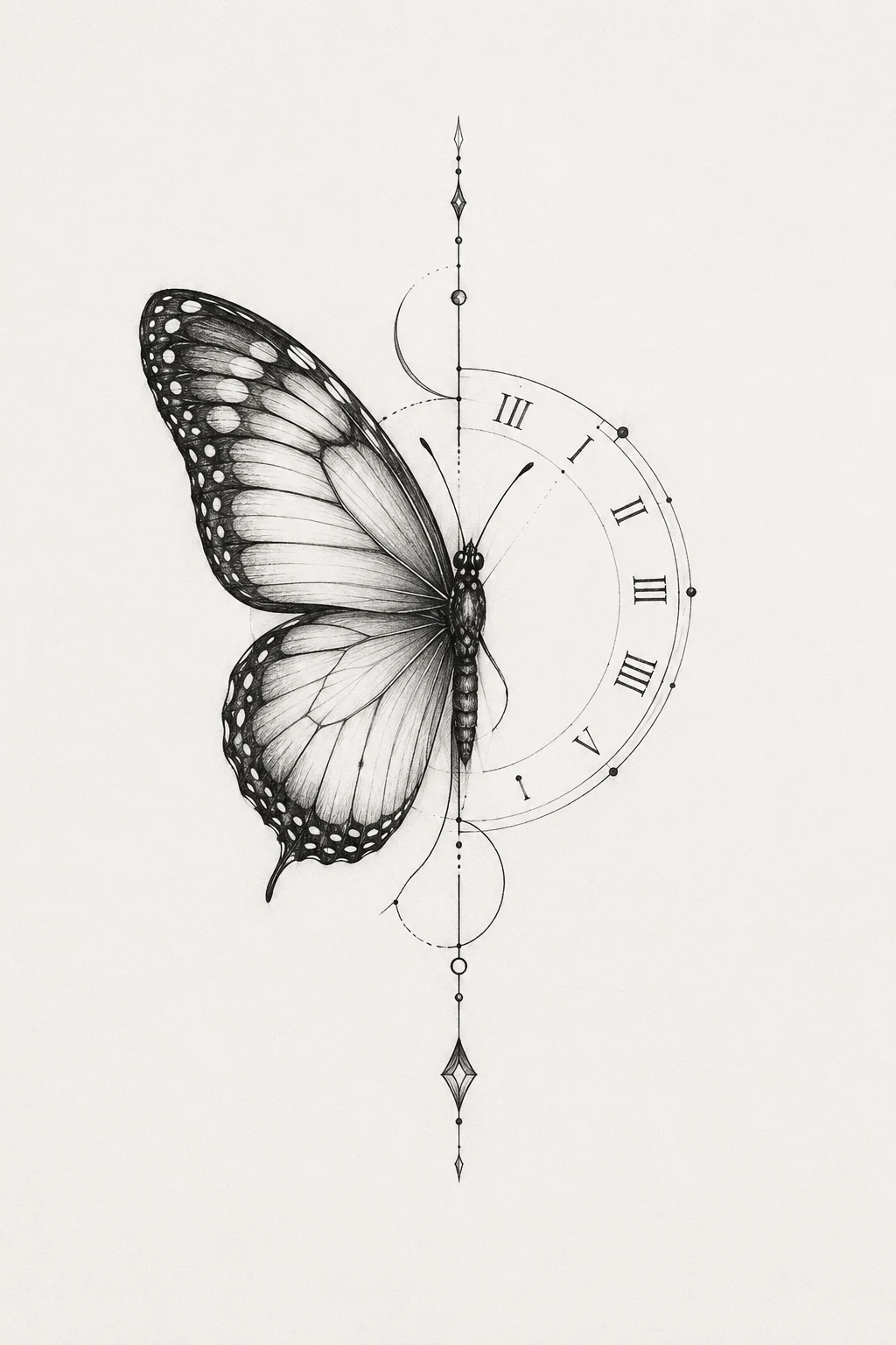 Butterfly With a Roman Numeral Date — unique butterfly tattoo designs style outfit