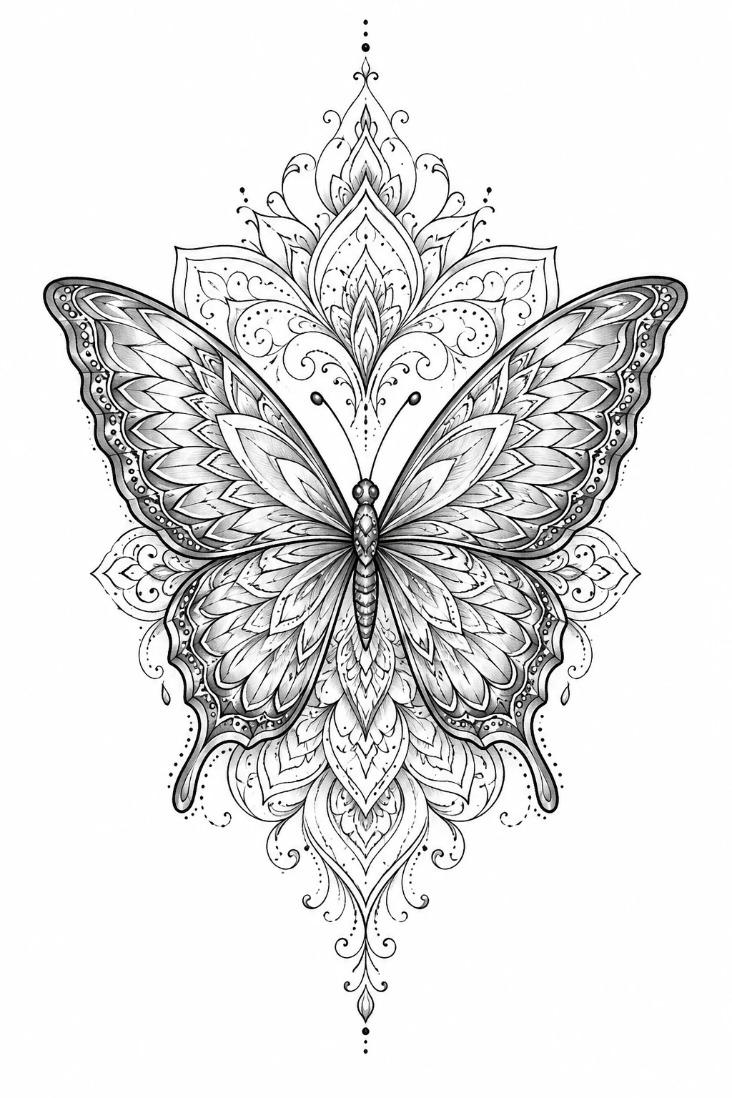 Ornamental Butterfly Mandala — unique butterfly tattoo designs style outfit