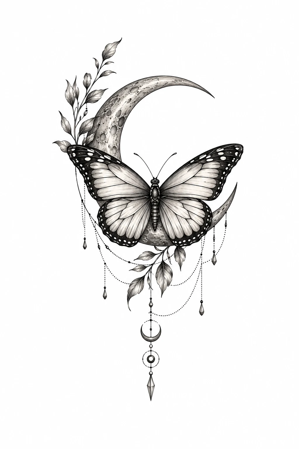 Butterfly With a Crescent Moon — unique butterfly tattoo designs style outfit