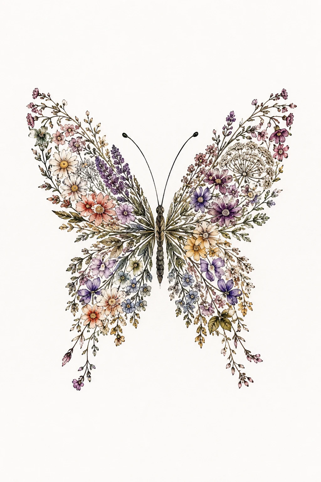 Butterfly Made From Wildflowers — unique butterfly tattoo designs style outfit