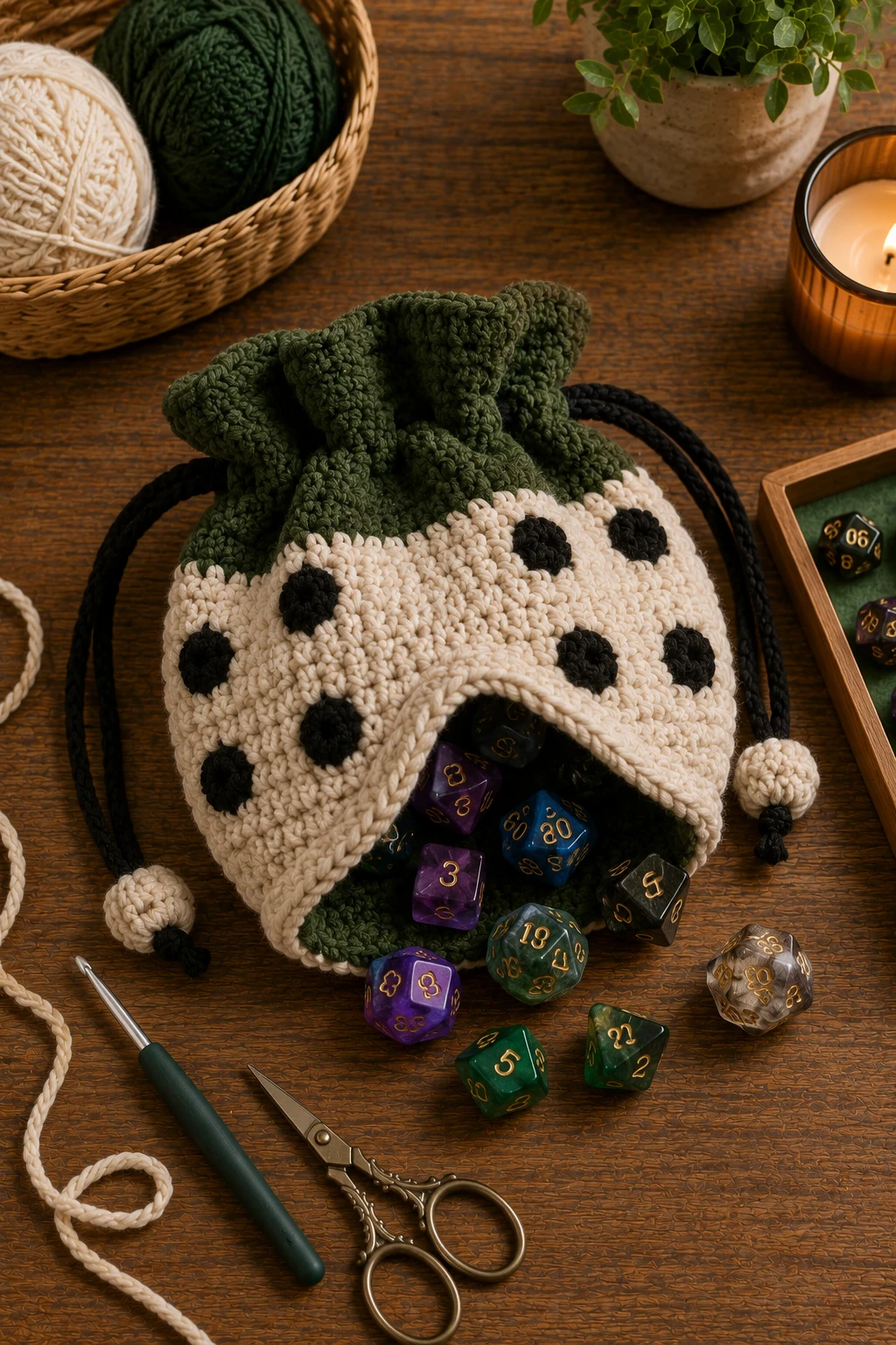 Crocheted Dice Bag for Game Night — unique crochet ideas style outfit