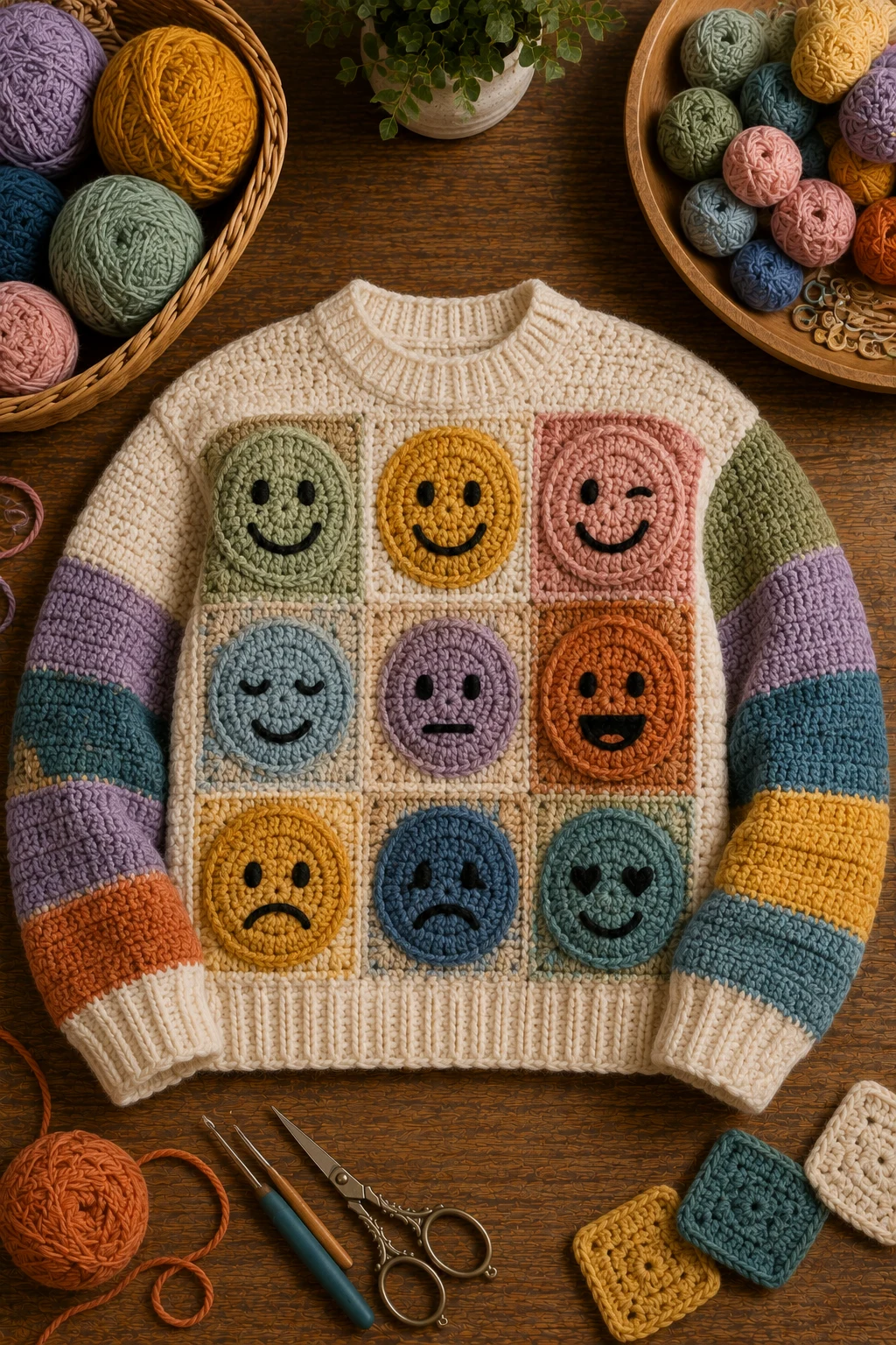 Personalized Crochet “Mood” Sweater — unique crochet ideas style outfit
