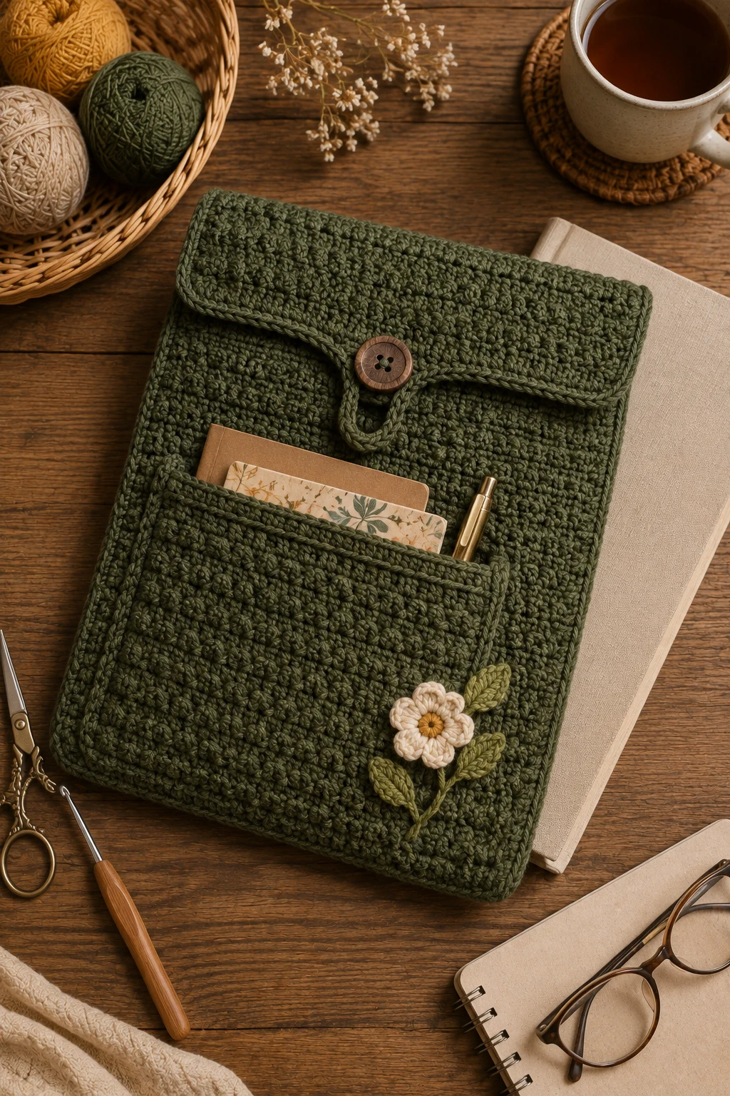 Crochet Book Sleeve With a Secret Pocket — unique crochet ideas style outfit