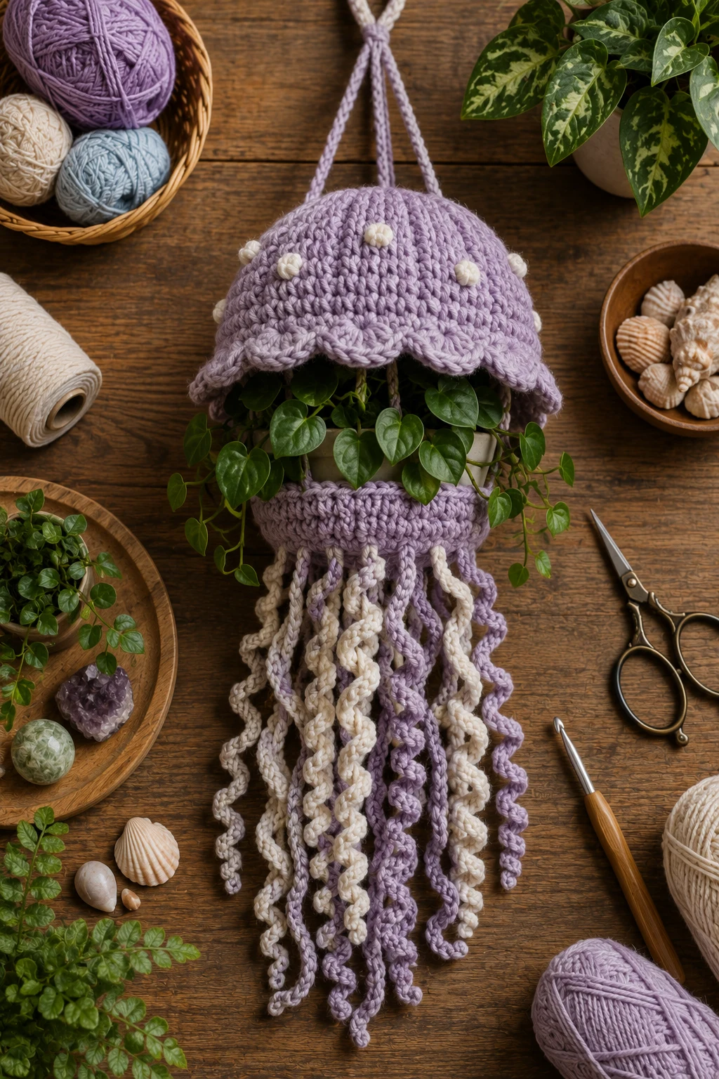 Jellyfish Hanging Planter — unique crochet ideas style outfit