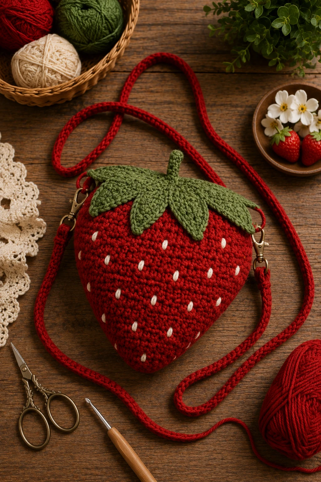 Strawberry Crossbody Bag — unique crochet ideas style outfit