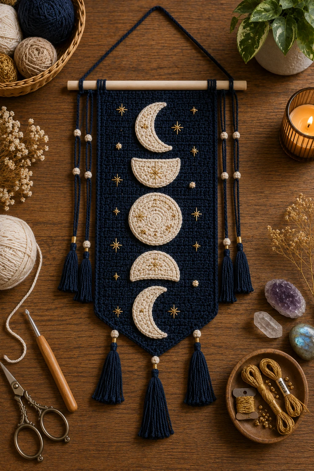Moon Phase Wall Hanging — unique crochet ideas style outfit