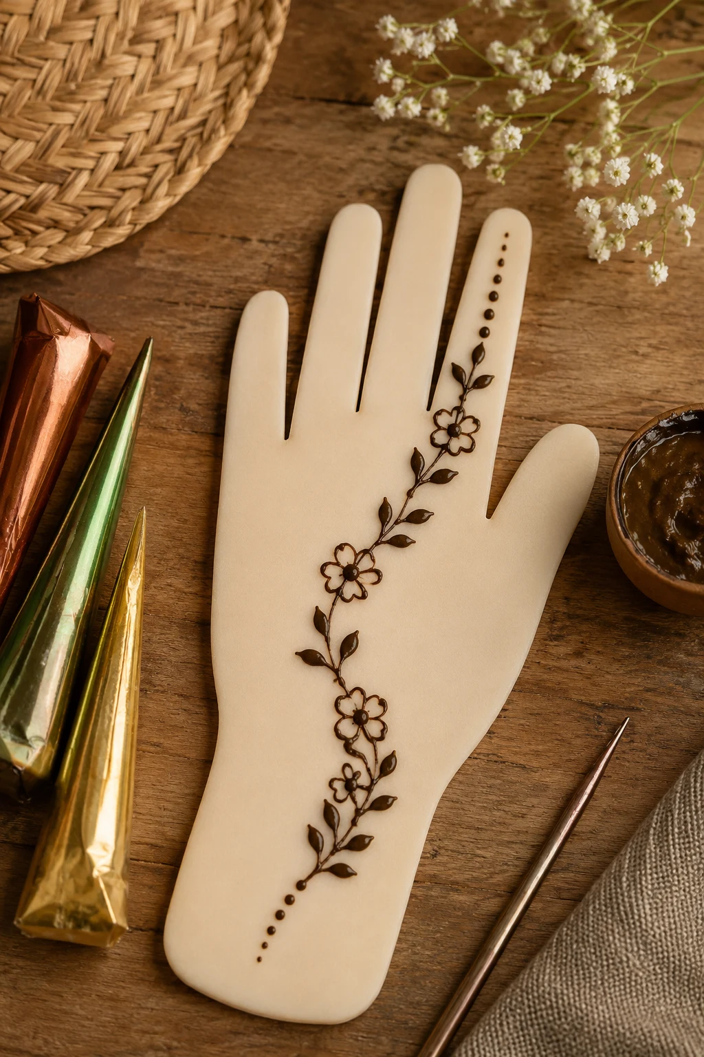 Tiny Floral Trail — very simple mehndi designs style outfit