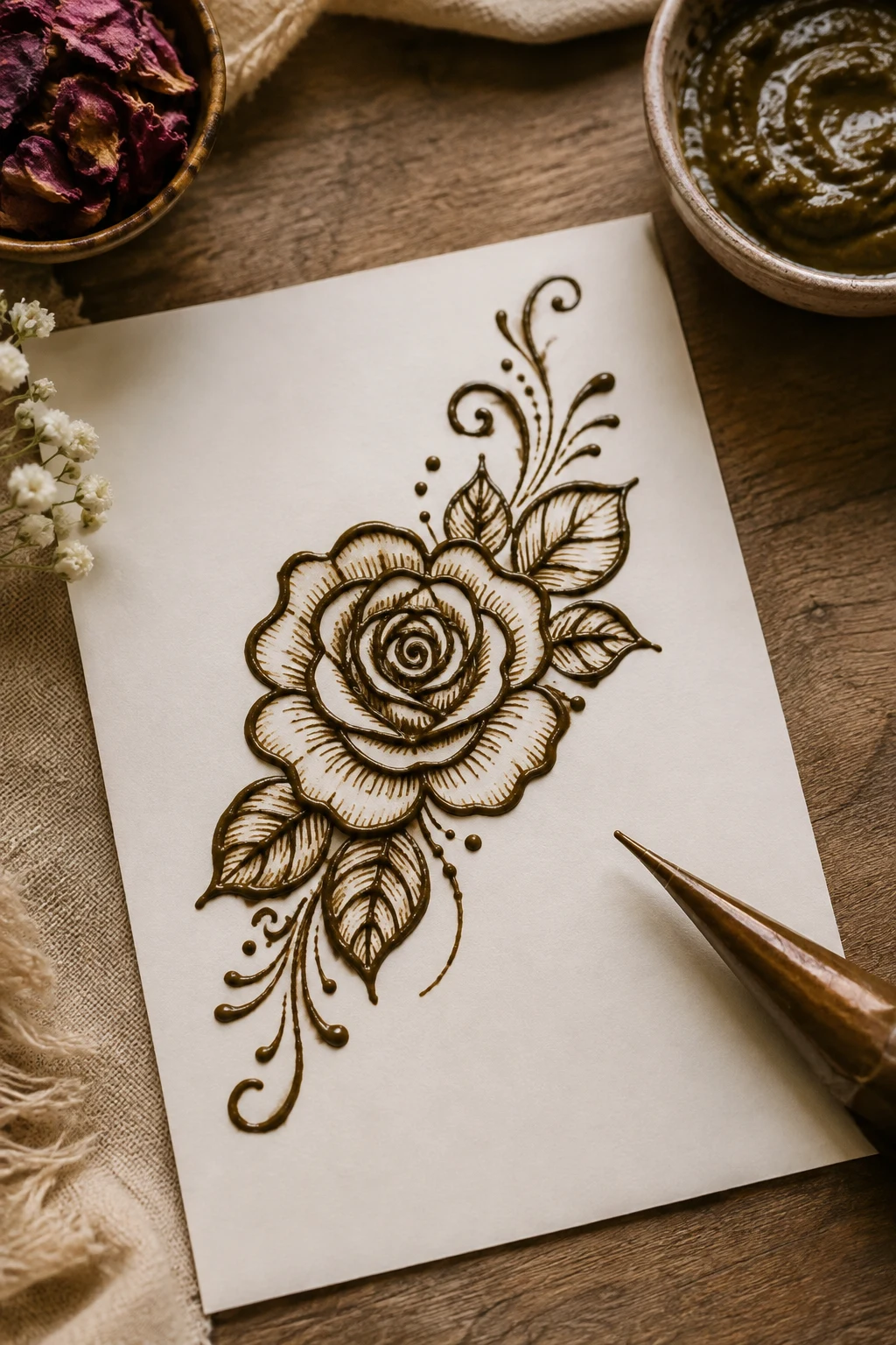 Easy Arabic Rose — very simple mehndi designs style outfit