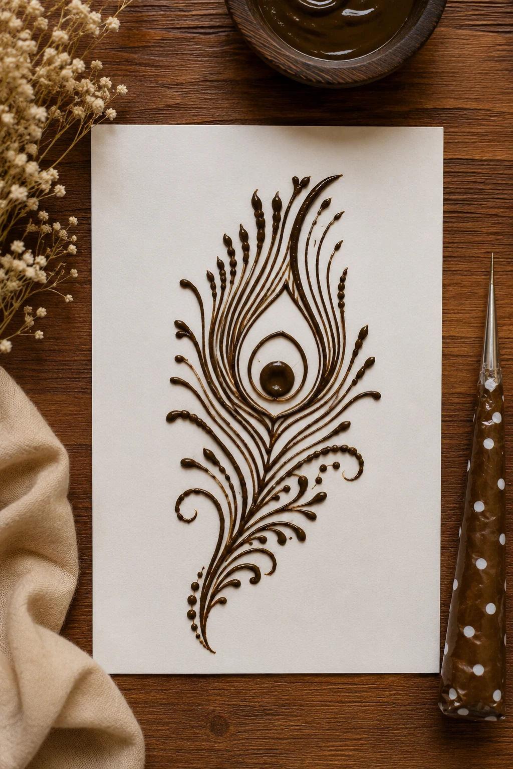 Simple Peacock Feather — very simple mehndi designs style outfit