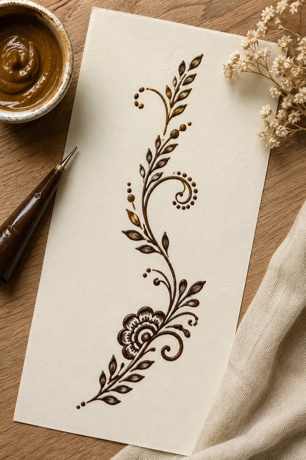 Minimal Arabic Vine — very simple mehndi designs style outfit
