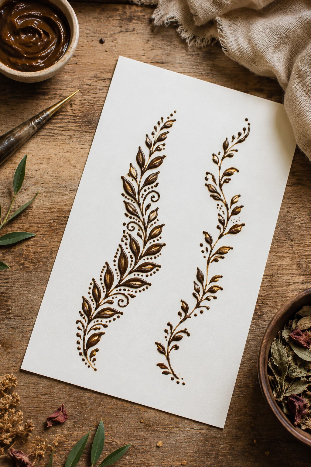 Leafy Wrist Cuff — very simple mehndi designs style outfit
