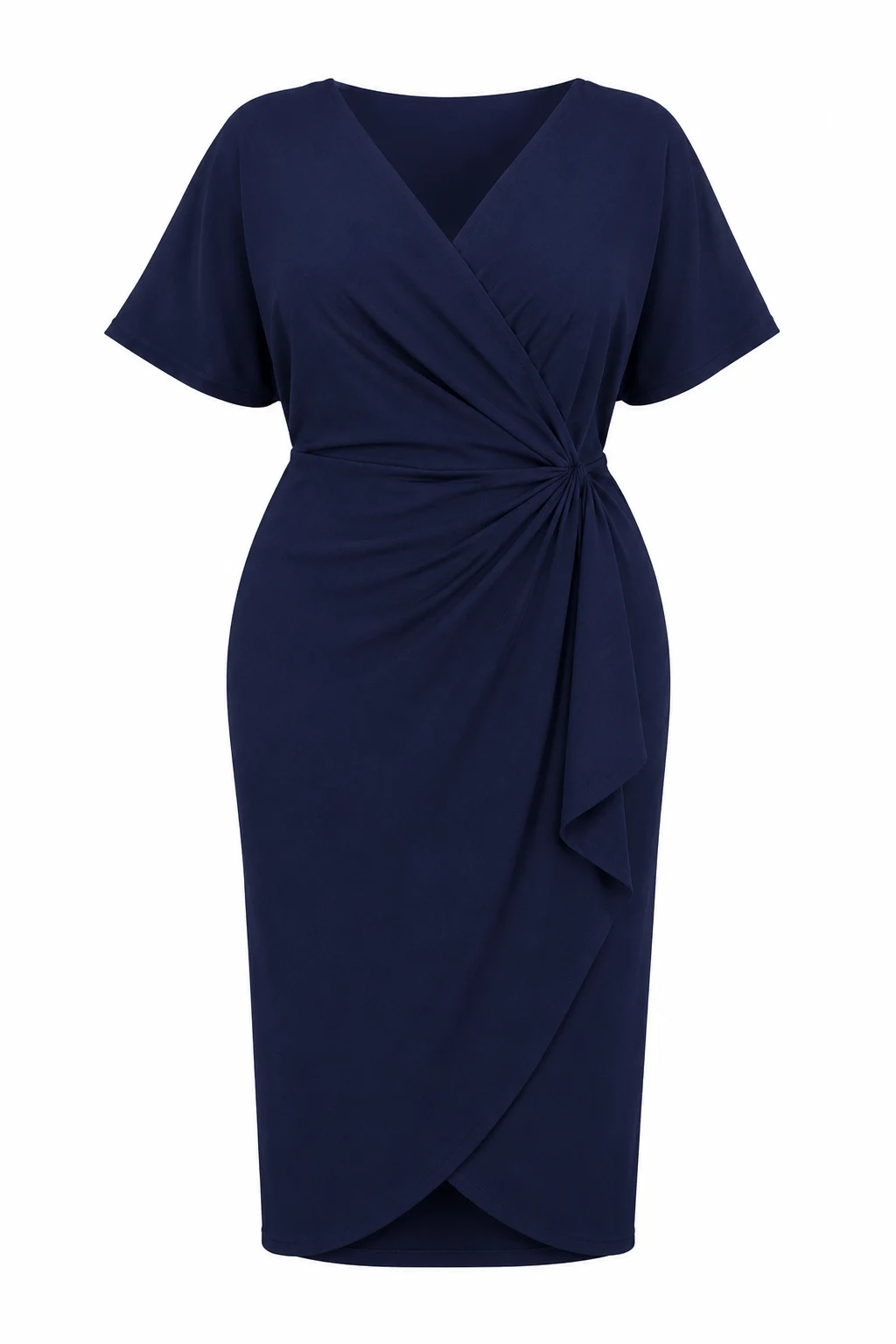 Plus Size Elegant Navy Midi Dress