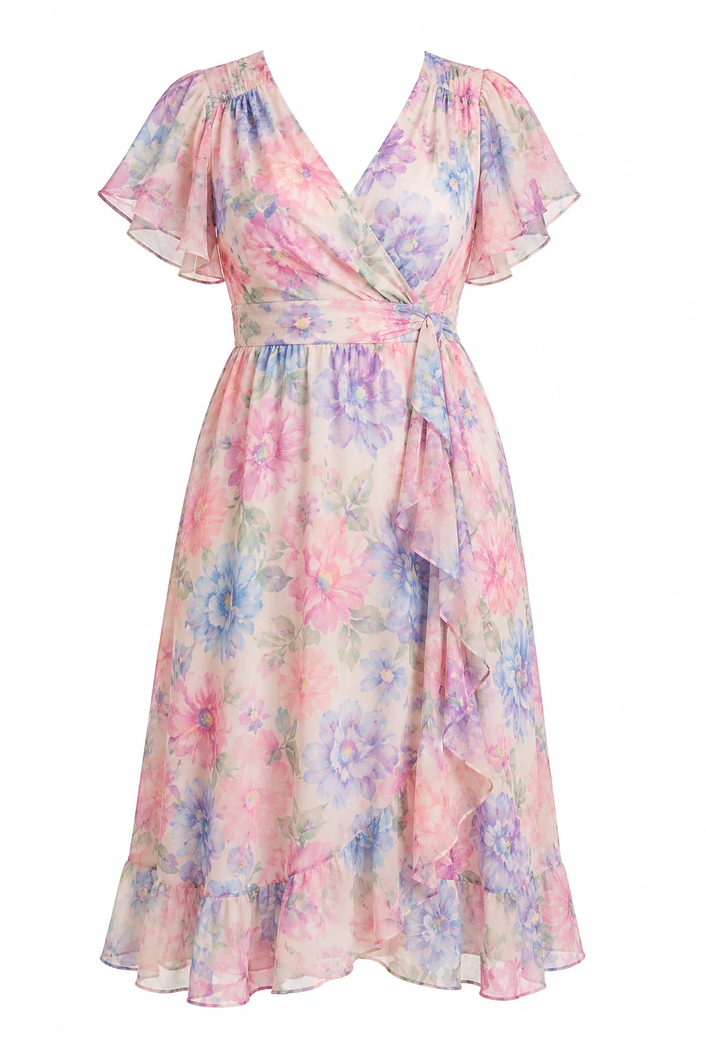 Plus Size Pastel Floral Midi Dress