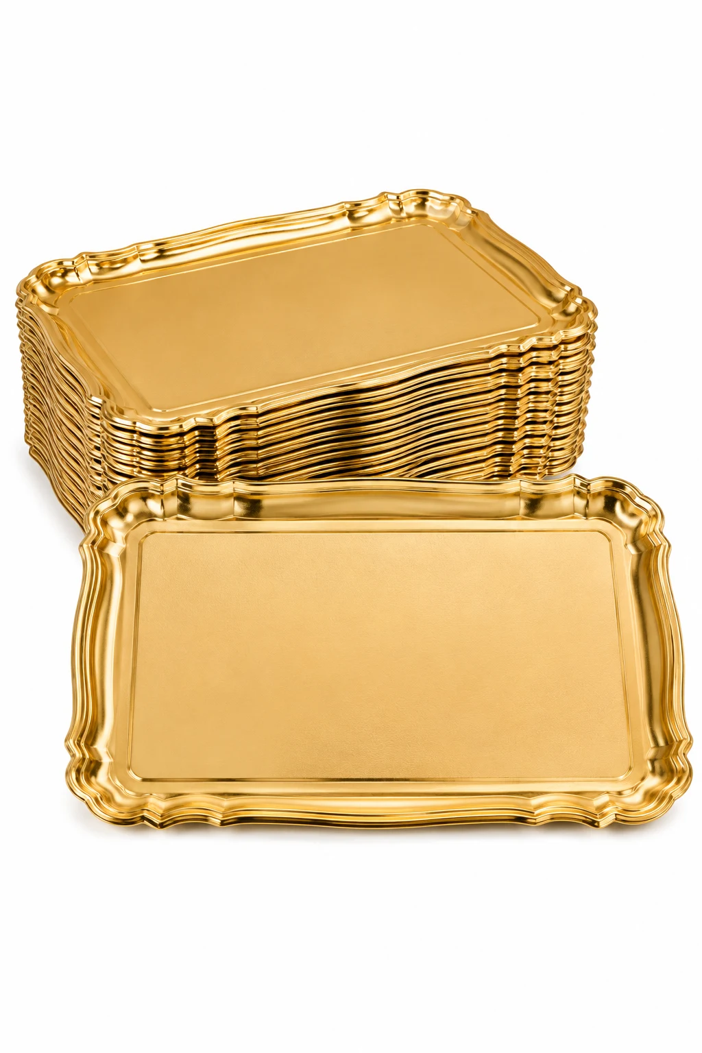 KOUW Disposable Gold Plastic Serving Trays