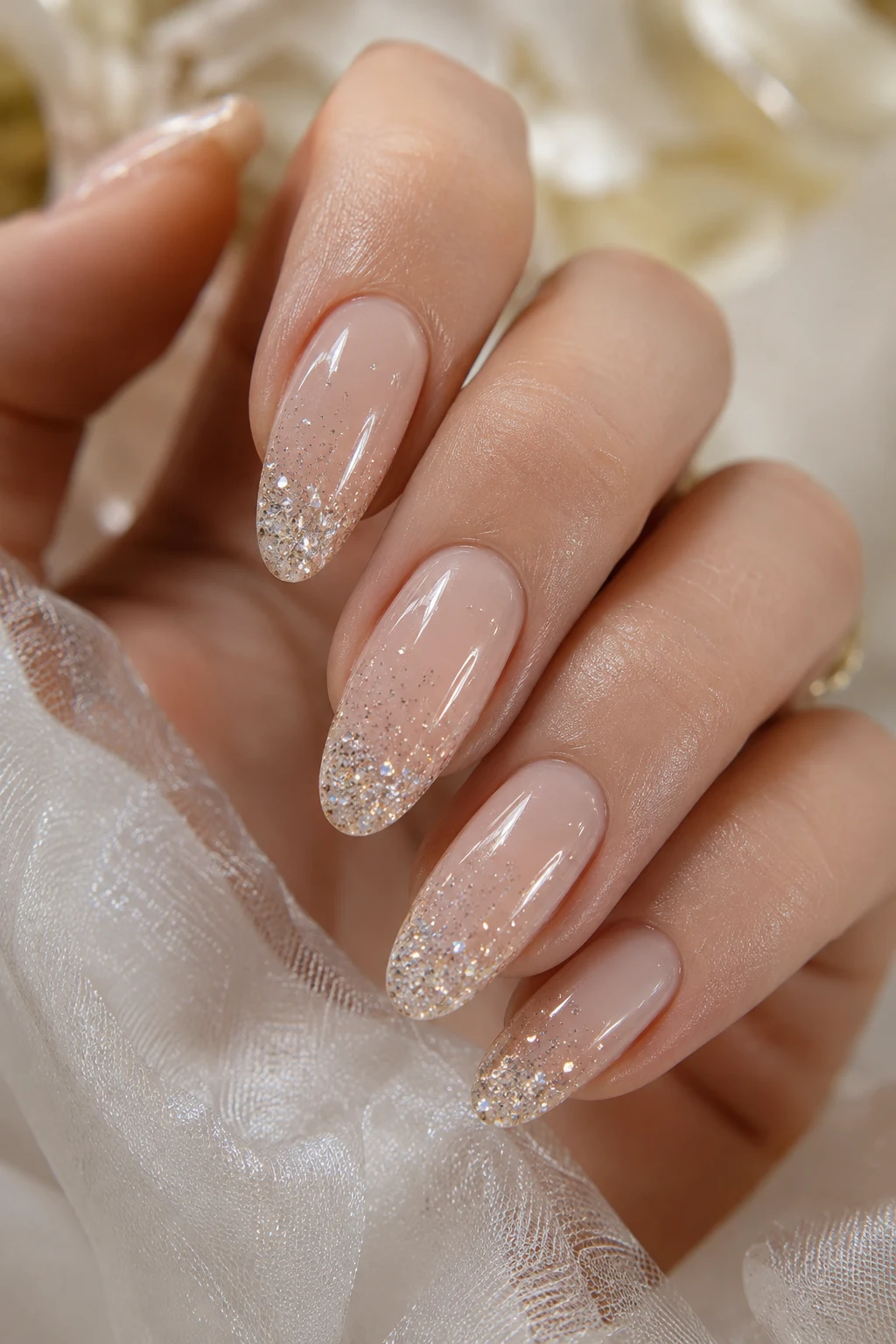 Wedding Nails for Bride with Glitter That Sparkles Just Enough — wedding nails for bride style outfit