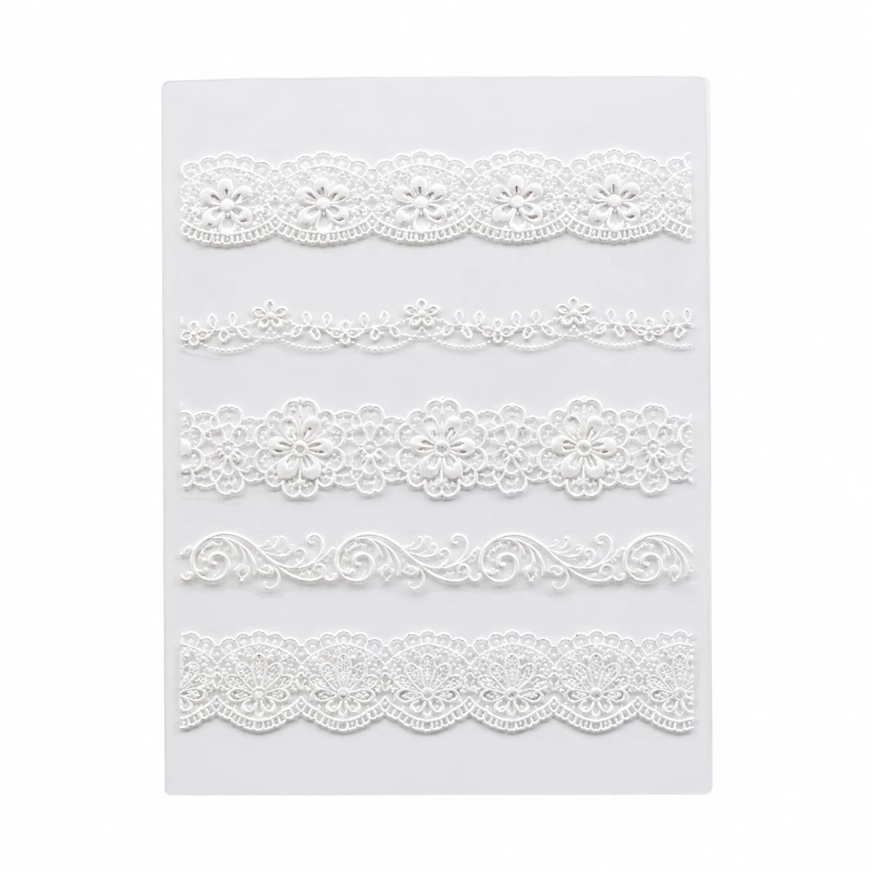 5D Embossed White Lace Nail Art Stickers