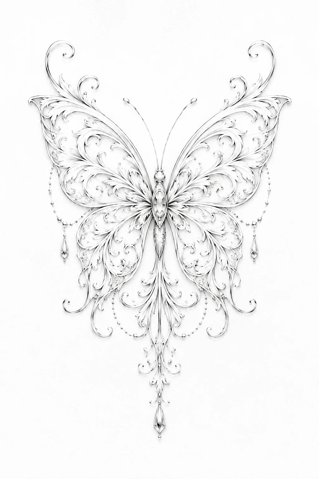 Ornamental White Butterfly — white butterfly tattoo style outfit