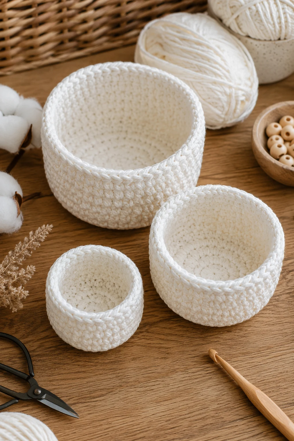 Mini White Crochet Baskets — white crochet ideas style outfit