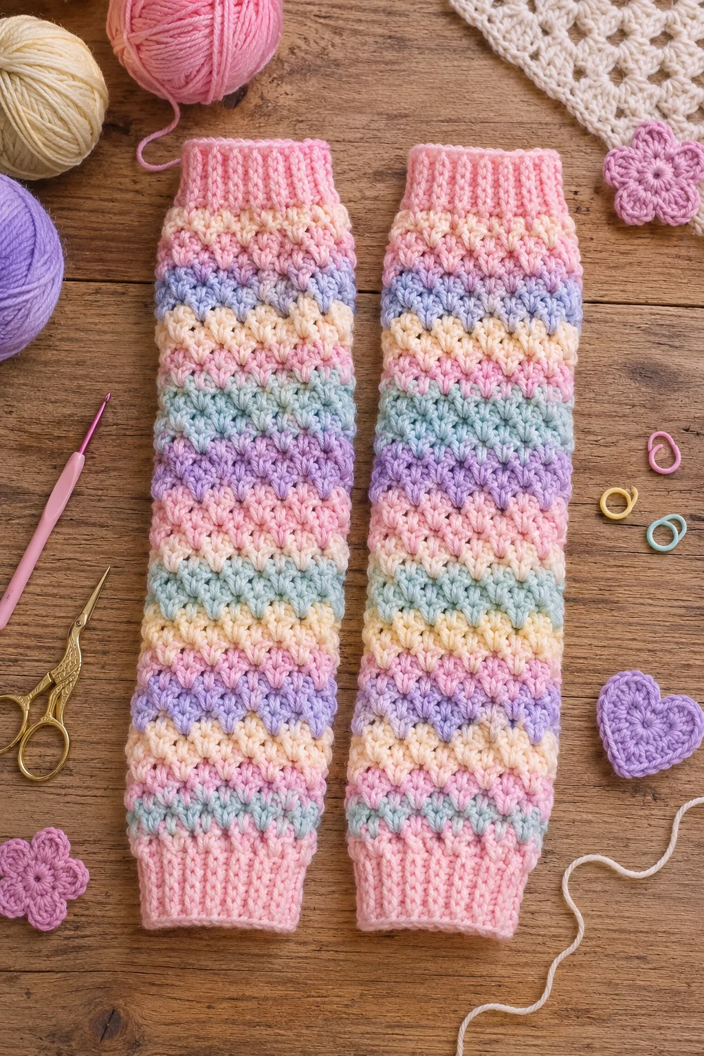 Pastel Crochet Leg Warmers — y2k crochet ideas style outfit