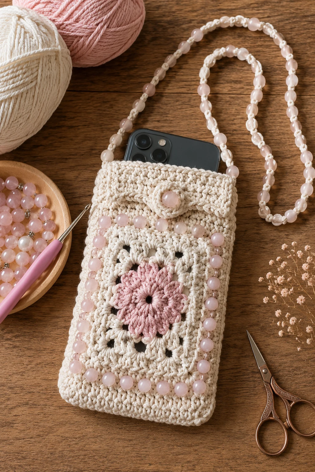 Beaded Crochet Phone Bag — y2k crochet ideas style outfit