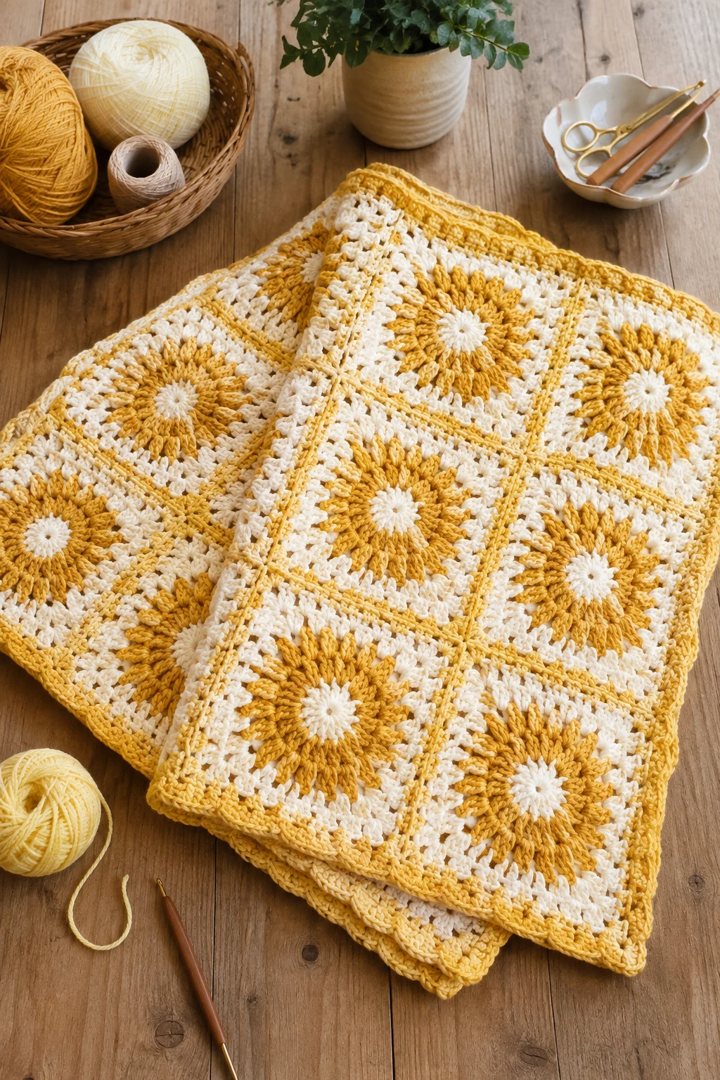 Sunburst Crochet Blanket — yellow yarn crochet ideas style outfit