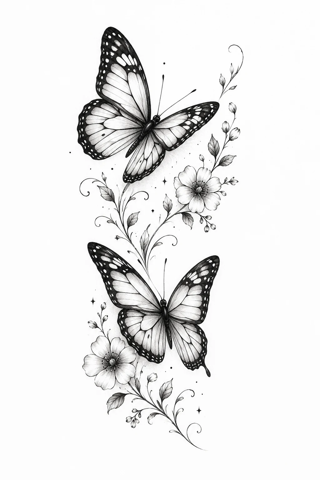 Two Butterflies With Names — 2 butterfly tattoo style outfit