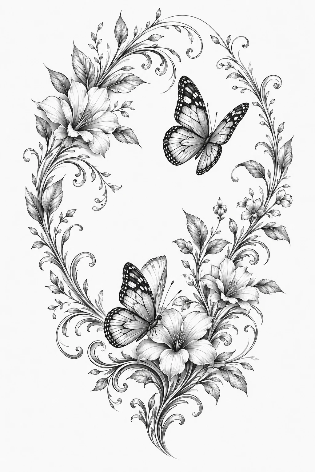 Butterfly and Floral Frame — 2 butterfly tattoo style outfit