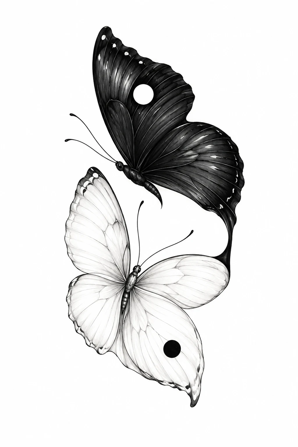 Yin-and-Yang Butterflies — 2 butterfly tattoo style outfit