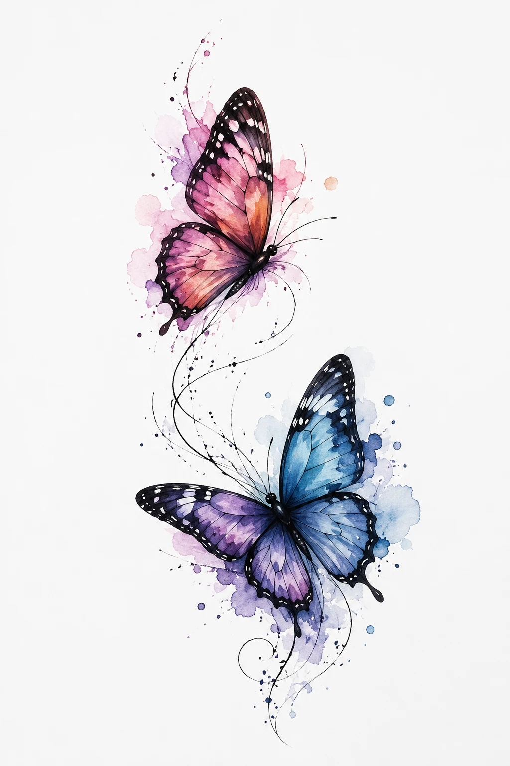 Watercolor Butterfly Pair — 2 butterfly tattoo style outfit