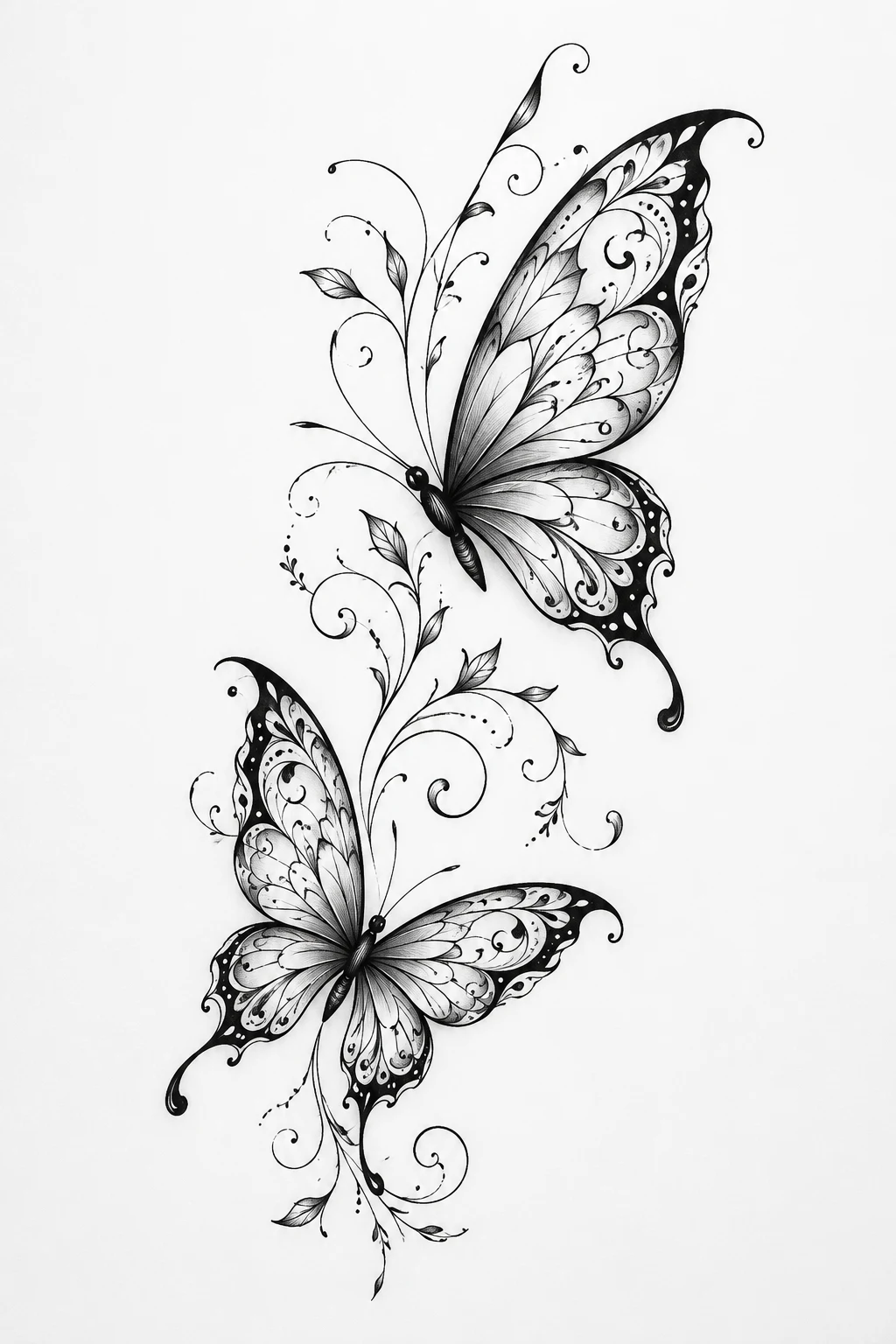 Ornamental Butterfly Pair — 2 butterfly tattoo style outfit