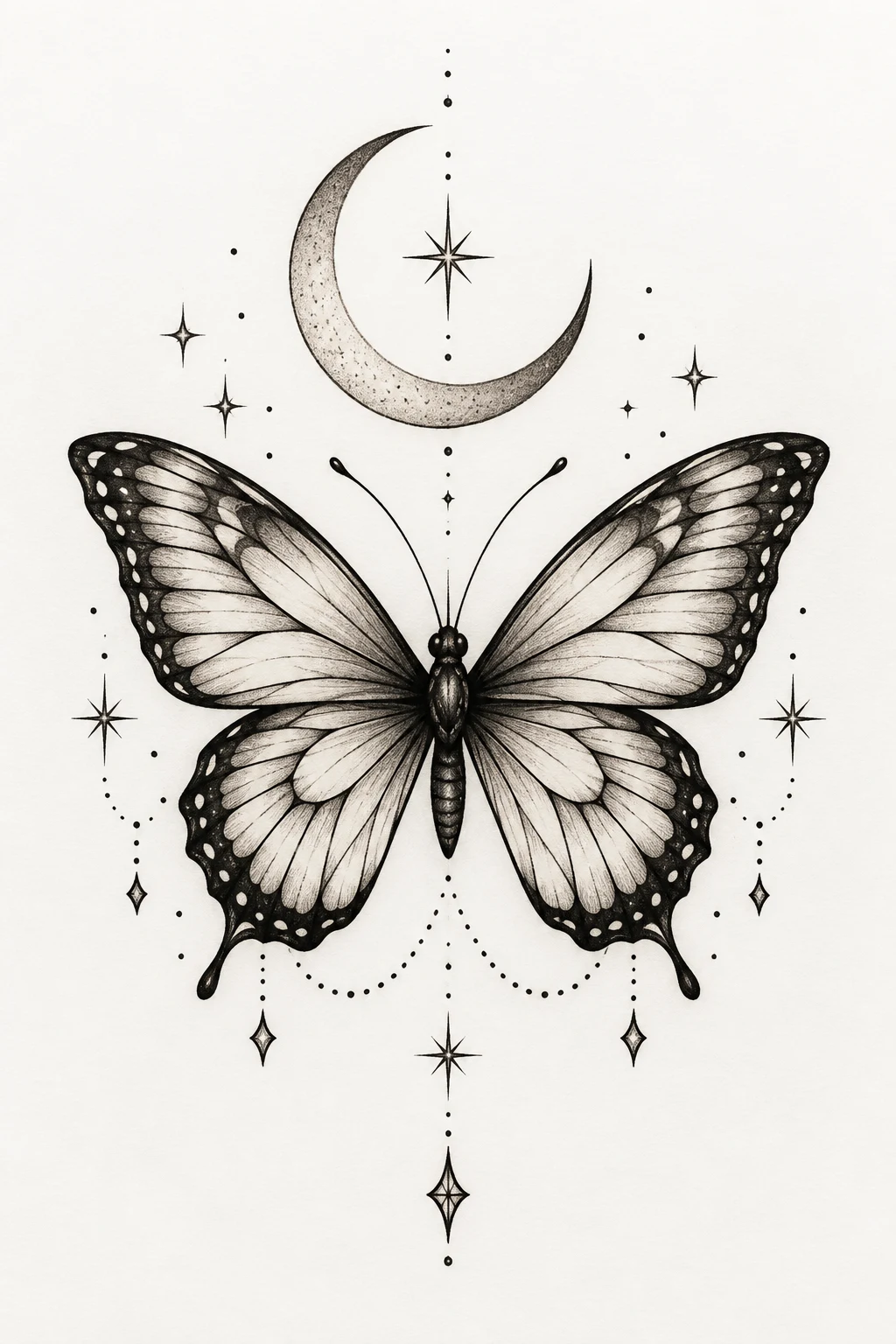 Fine-Line Crescent Butterfly — 3 butterfly tattoo designs style outfit