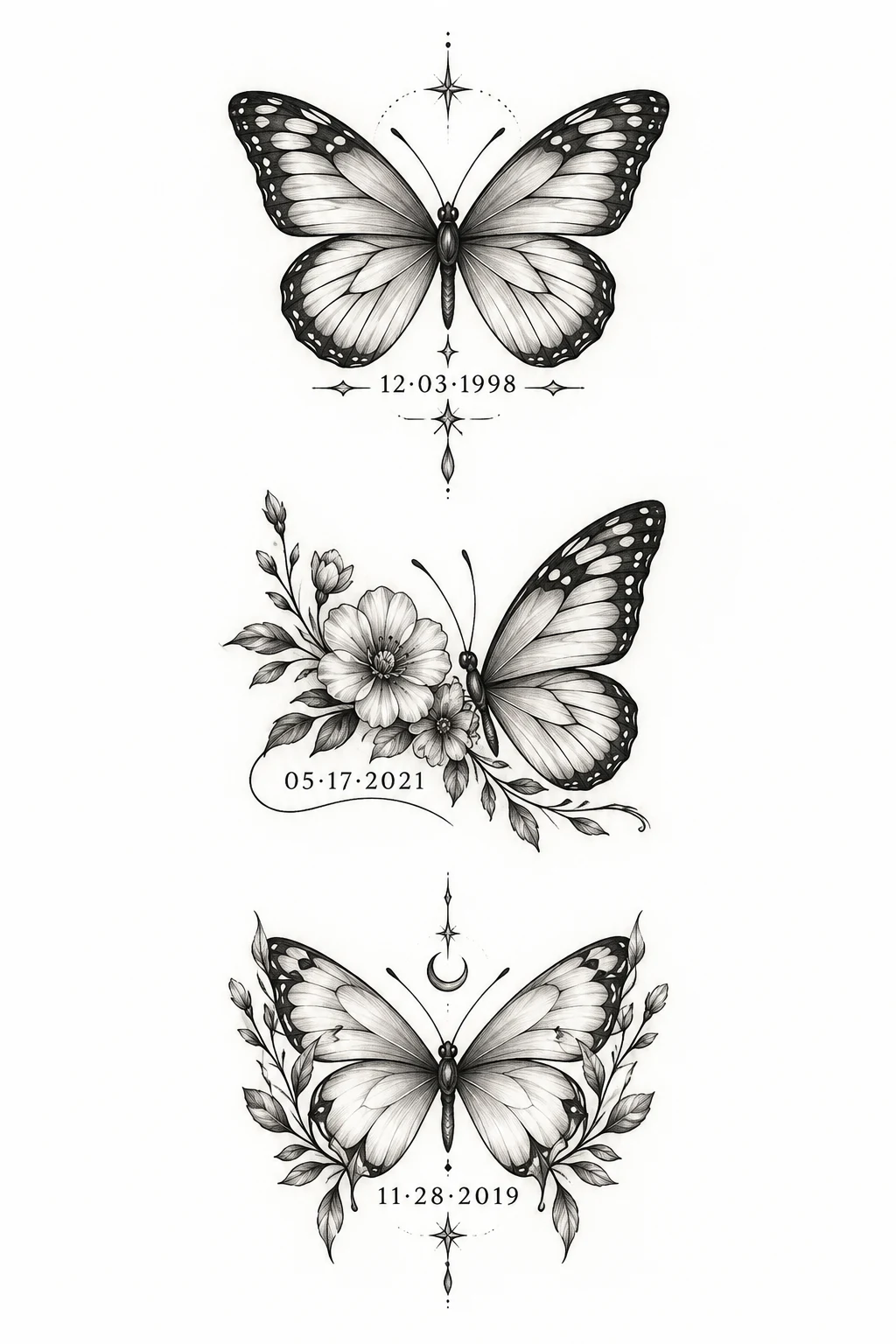 Butterfly With Memorial Date — 3 butterfly tattoo designs style outfit