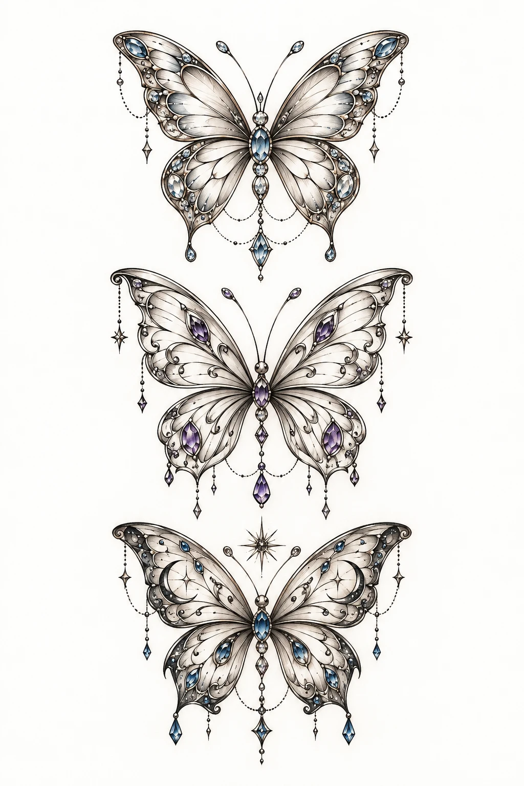 Ornamental Butterfly With Jewel Details — 3 butterfly tattoo designs style outfit