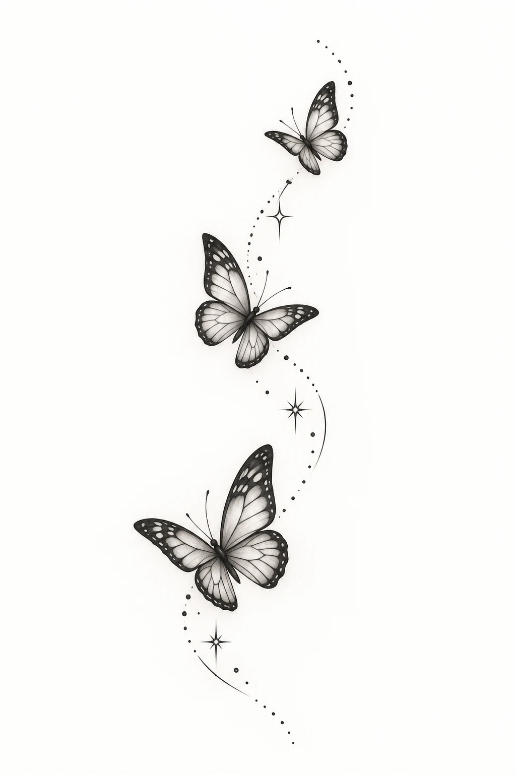 Tiny Three-Butterfly Trail — 3 butterfly tattoo designs style outfit