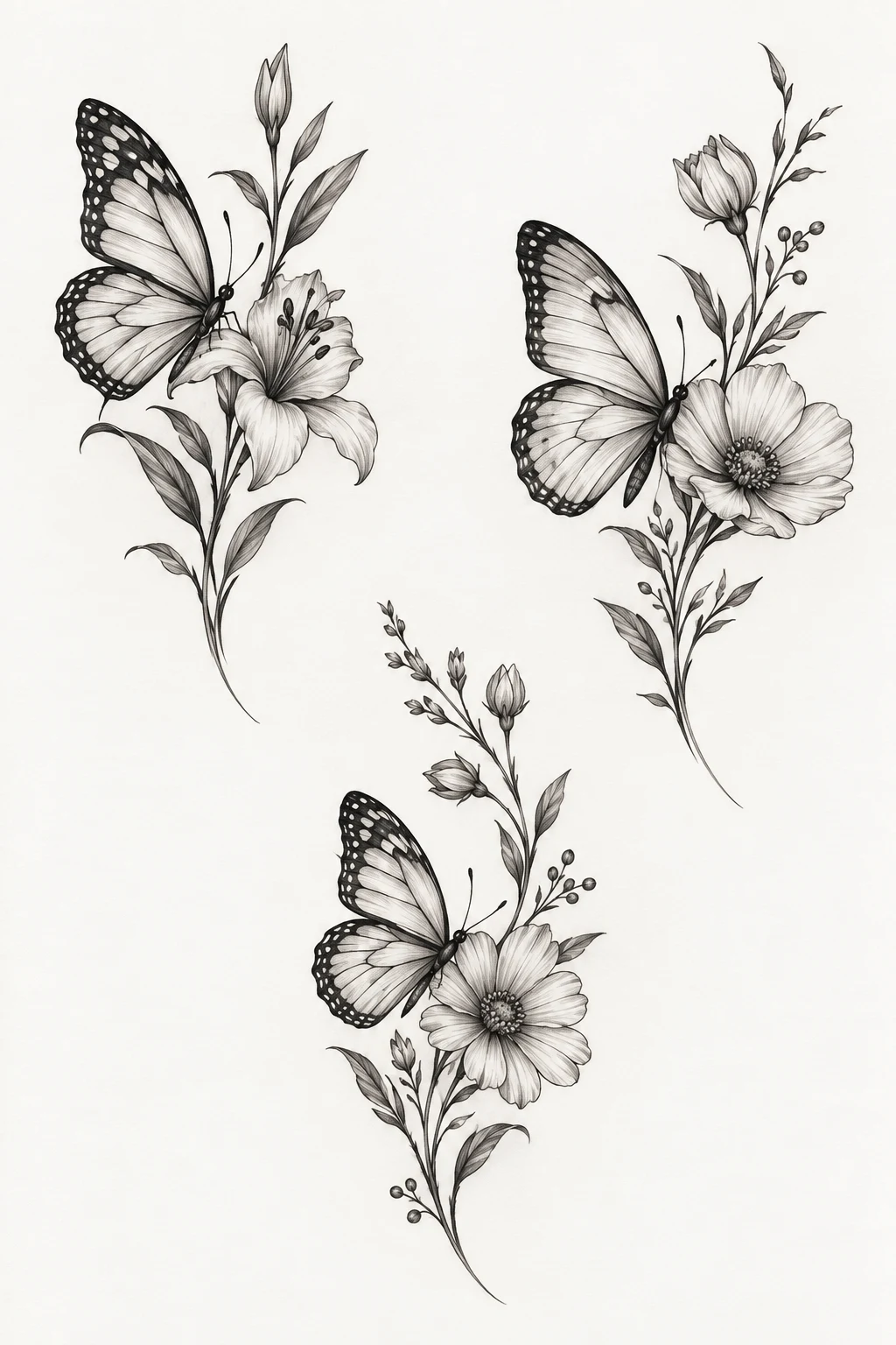 Butterfly With Birth Flower — 3 butterfly tattoo designs style outfit