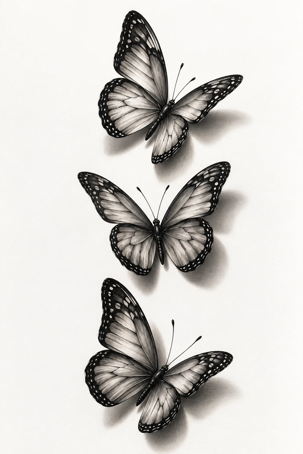 Three-Dimensional Butterfly With Shadow — 3 butterfly tattoo designs style outfit