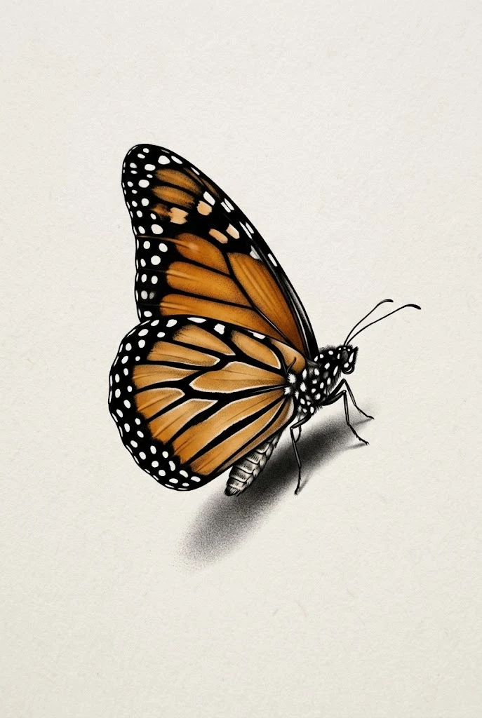 The Perched Monarch Drop-Shadow — 3d butterfly tattoo designs style outfit