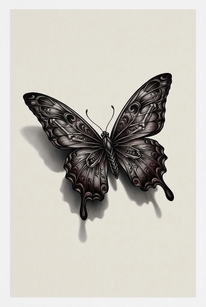 Gothic Shadow-Wing 3d Butterfly Tattoo Designs — 3d butterfly tattoo designs style outfit