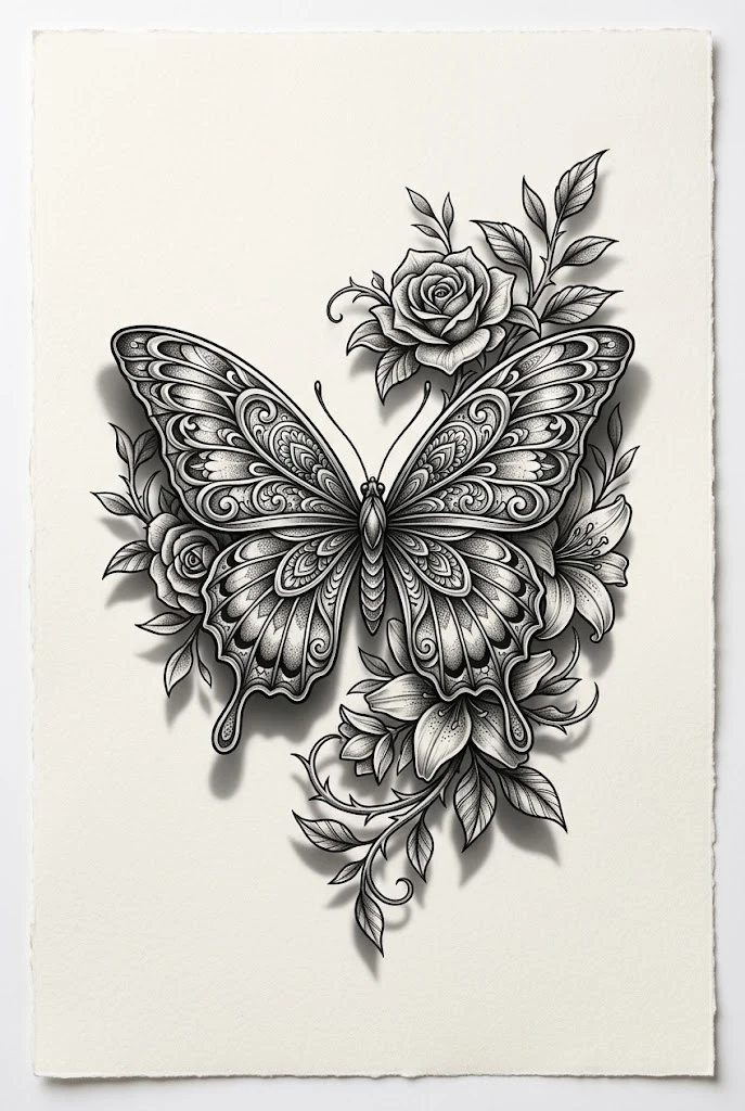 Dynamic Floral Dualism 3d Butterfly Tattoo Designs — 3d butterfly tattoo designs style outfit
