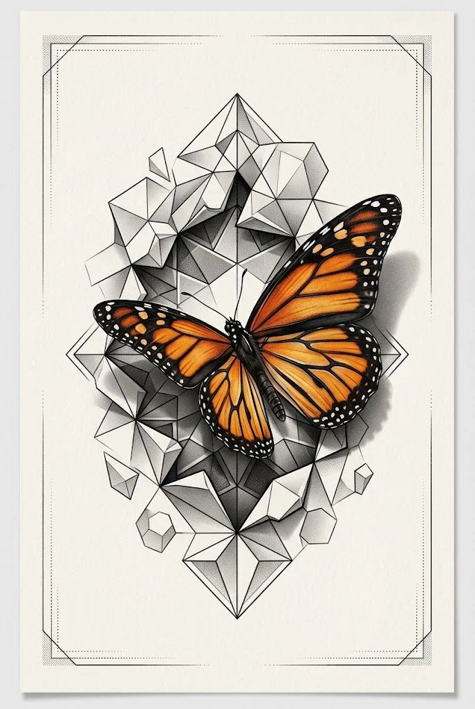 Geometric Skin-Break Illusion — 3d butterfly tattoo designs style outfit