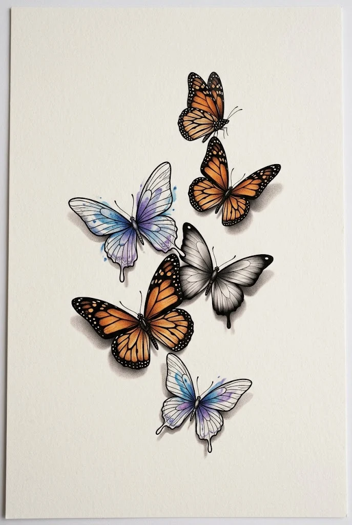 Twin Swarm Collarbone Accent — 3d butterfly tattoo designs style outfit