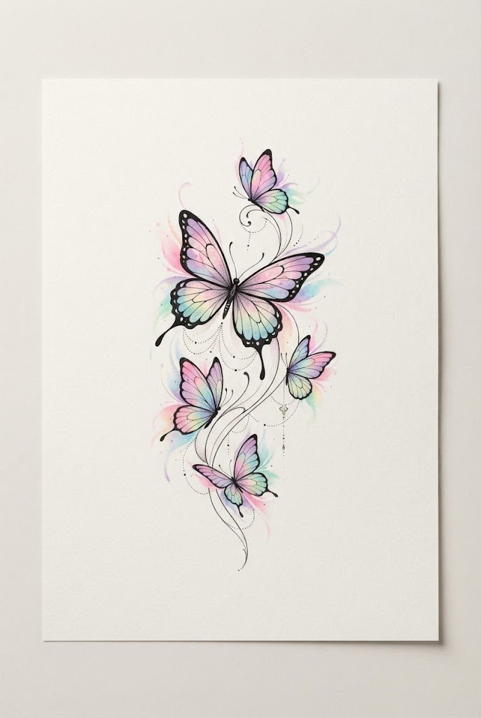 Soft Pastel Dreamy Forearm Butterfly — 4 butterfly tattoo style outfit