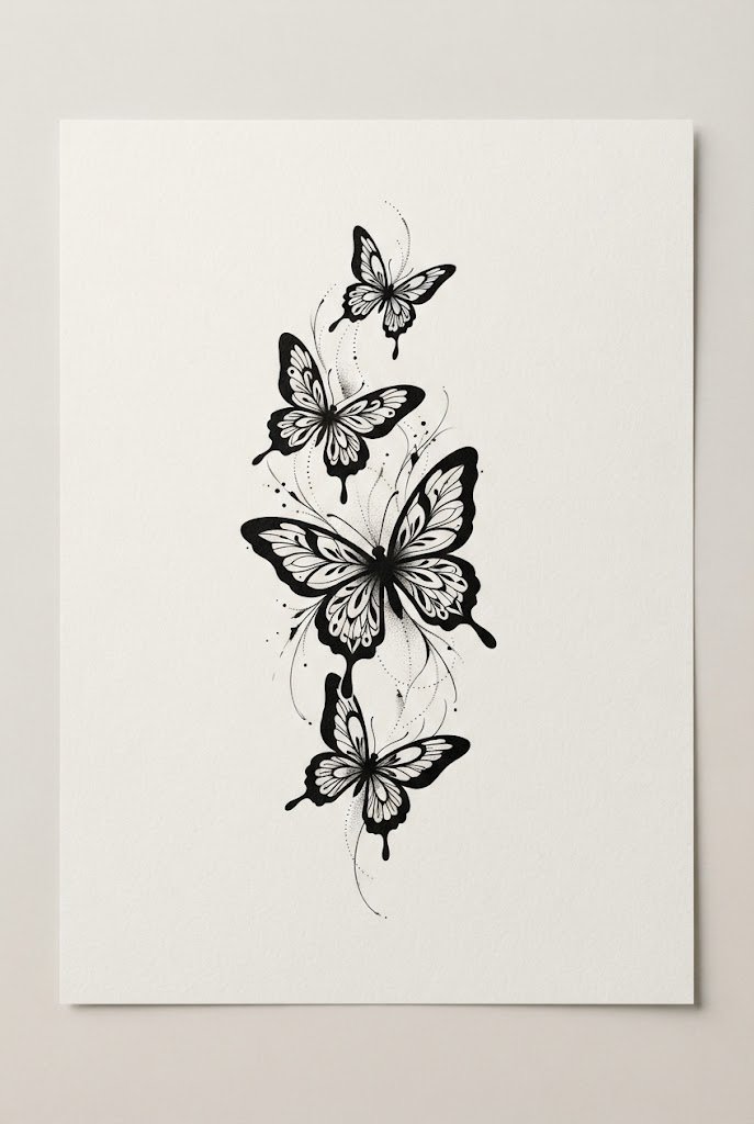 Bold Blackwork Forearm Silhouette — 4 butterfly tattoo style outfit