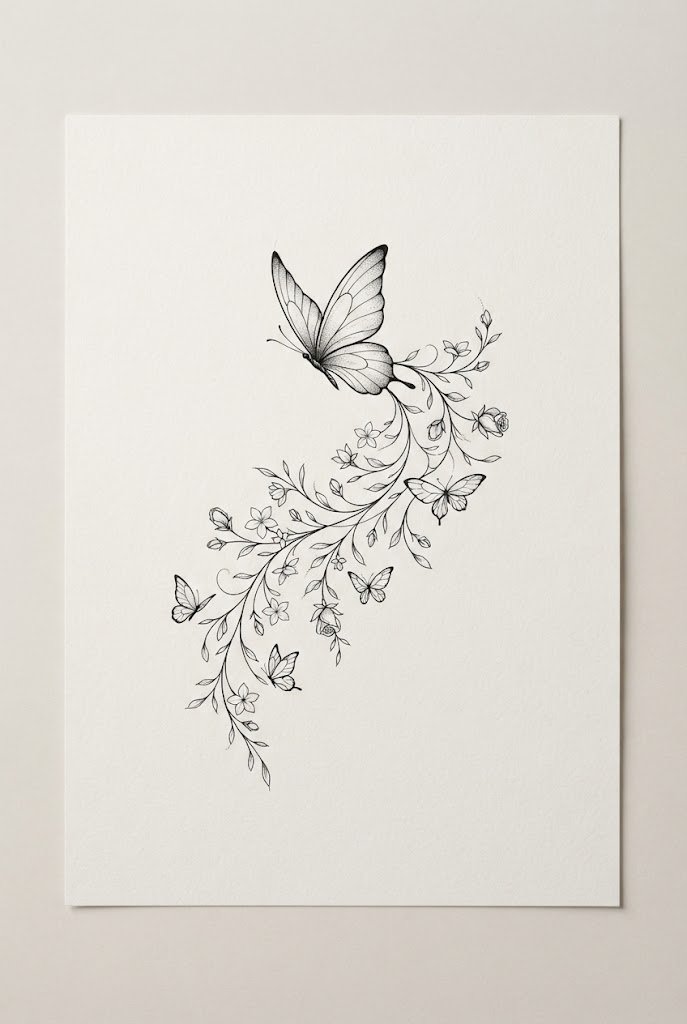 Dainty Wrist Butterfly and Floral Vines — 4 butterfly tattoo style outfit