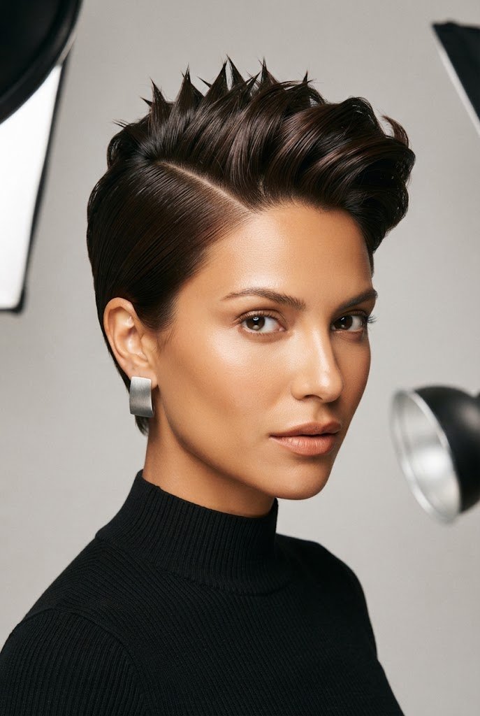 Sleek Spiked Side-Part — 80s hairstyles for short hair style outfit