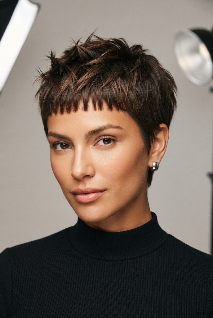 Retro Spiked Baby Bangs — 80s hairstyles for short hair style outfit
